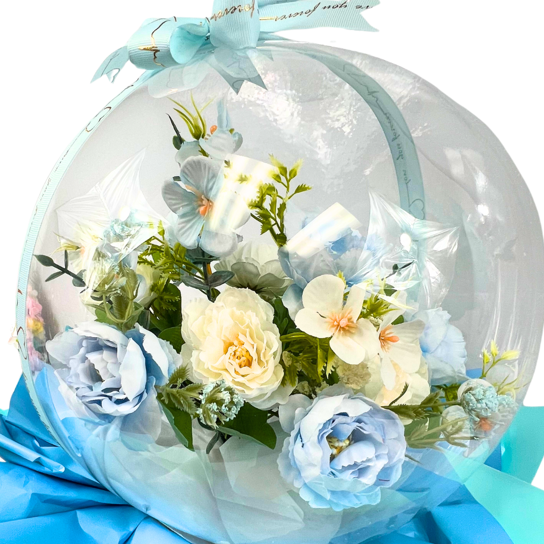 Eternal Bloom Sphere Bouquet Blue Close up