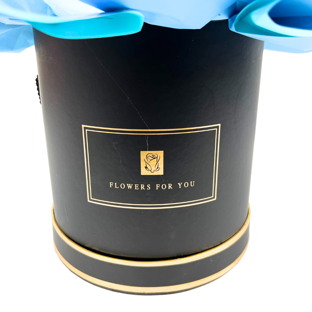 Eternal Bloom Sphere Bouquet Blue Close up