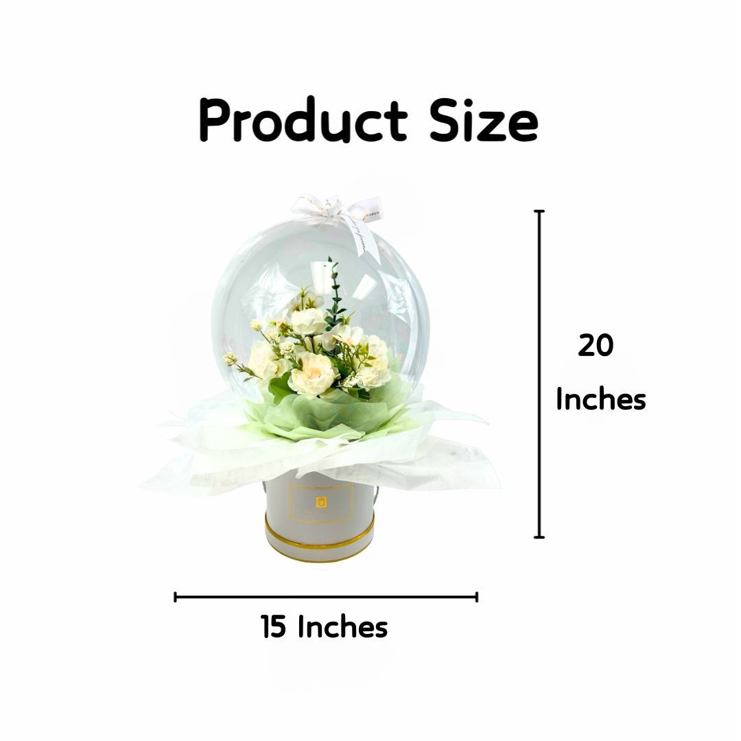 Birthday Glow Sphere Bouquet Product Size