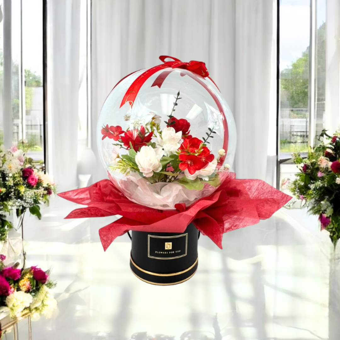 Eternal Bloom Sphere Bouquet Red and White