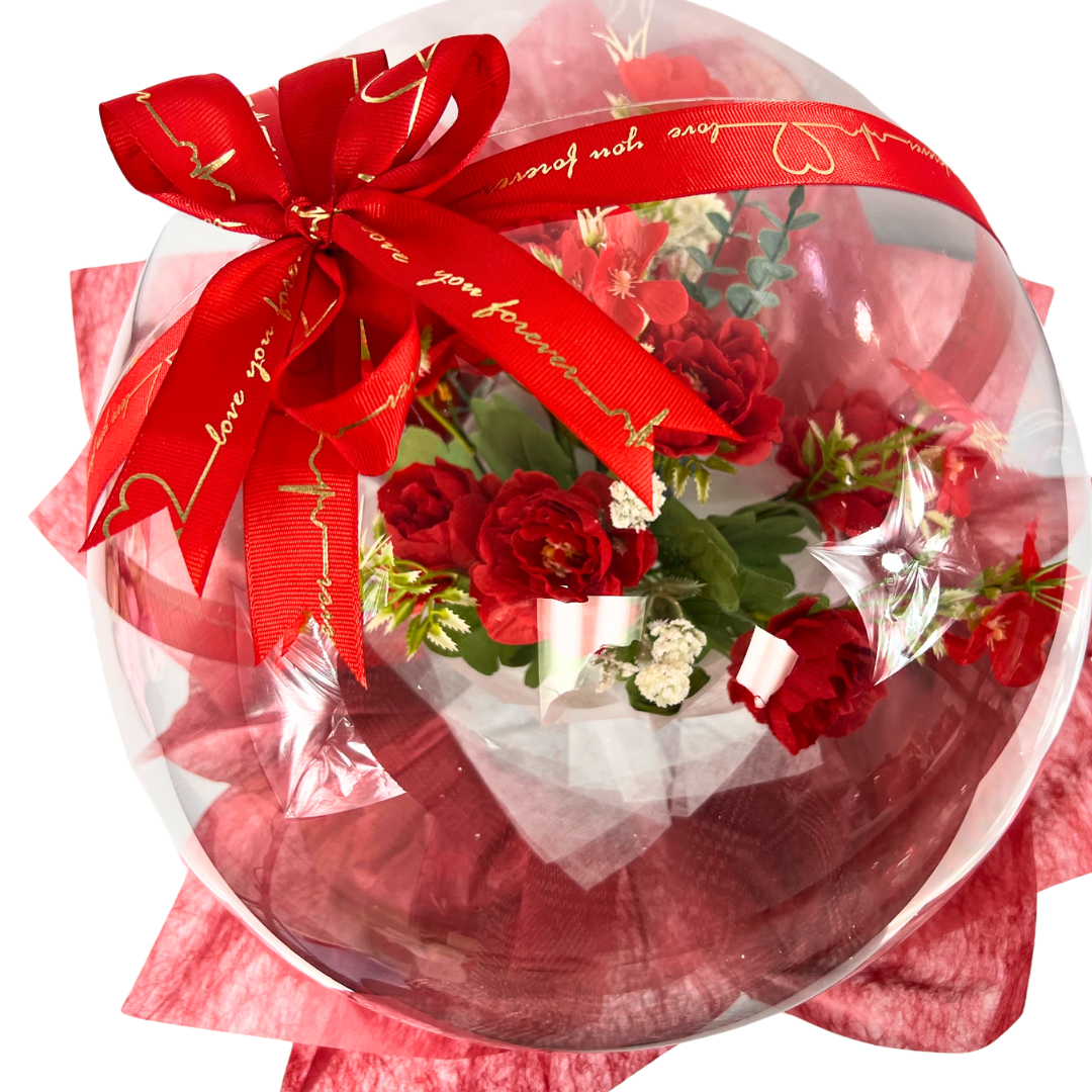 Eternal Bloom Sphere Bouquet Red Close up