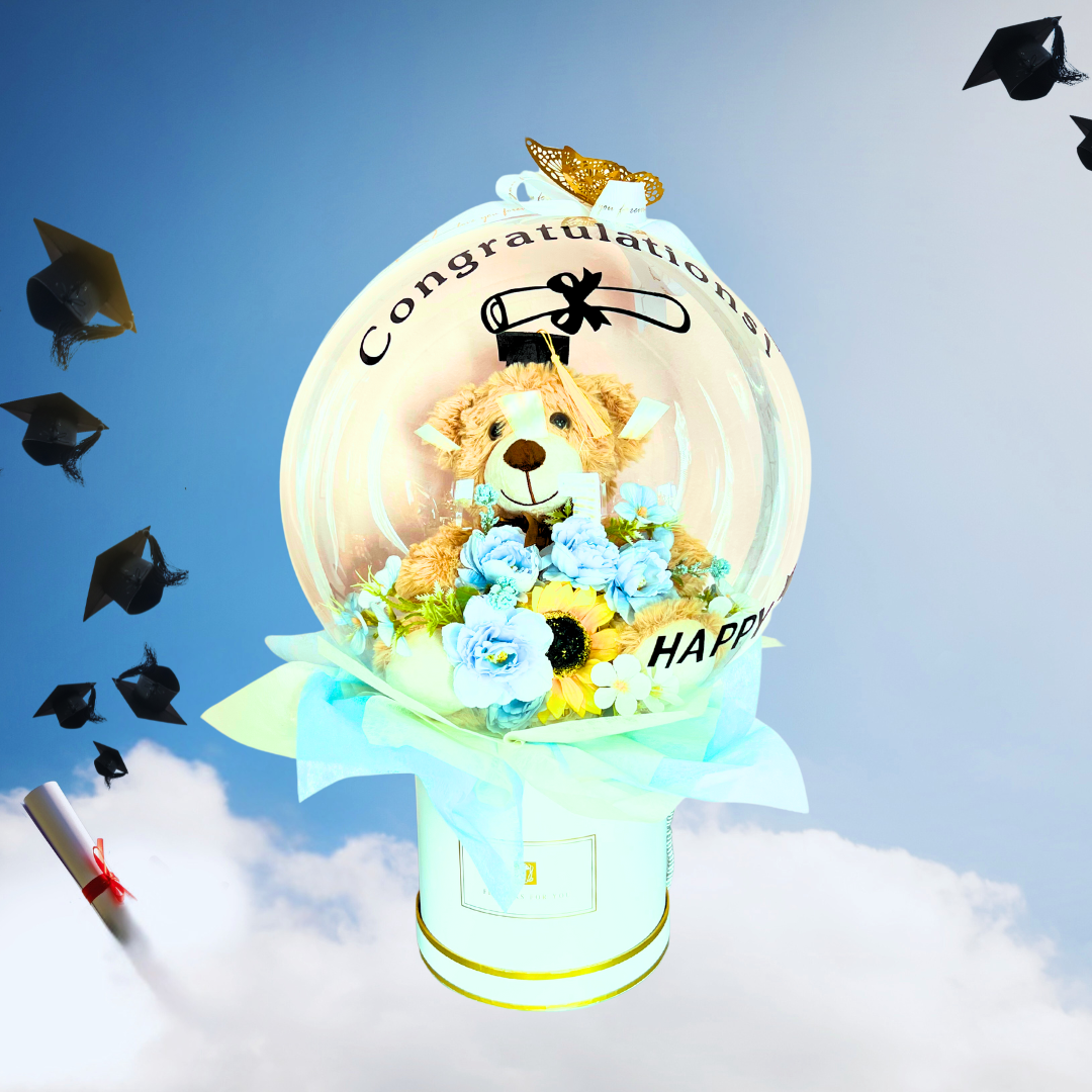 Teddy’s Hug of Pride – Graduation BOBO Balloon Bouquet Blue