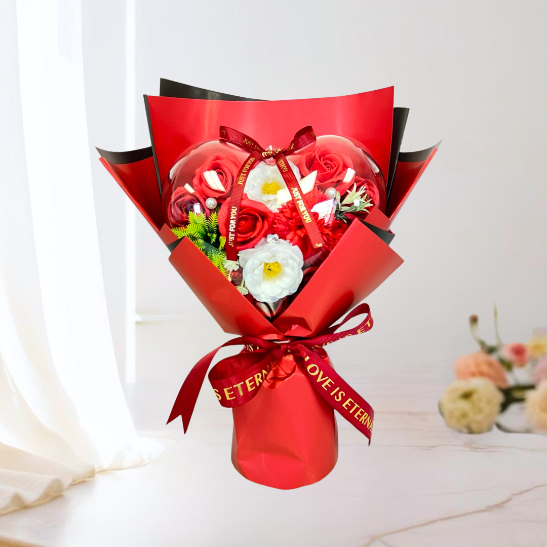 With Heartfelt Soap Bouquet Red