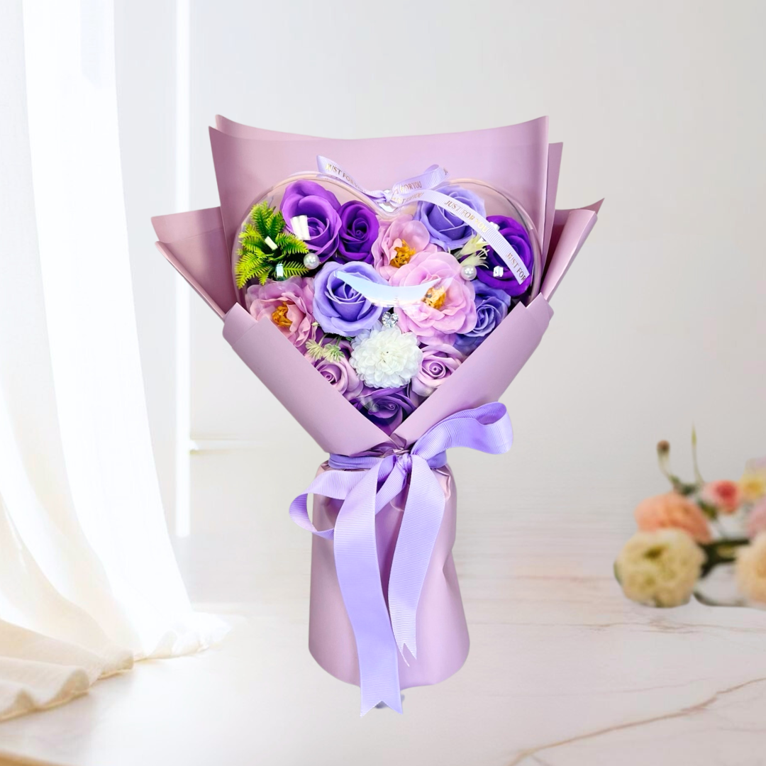 With Heartfelt Soap Bouquet Purple
