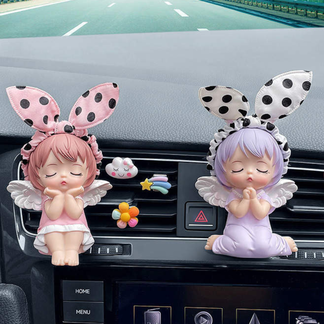 Cute Anne Car Decoration Ornament - Vinyl girl-shaped decoration with adhesive stickers for easy attachment. Adds a playful touch to car interiors or home spaces. Durable and perfect as a gift.