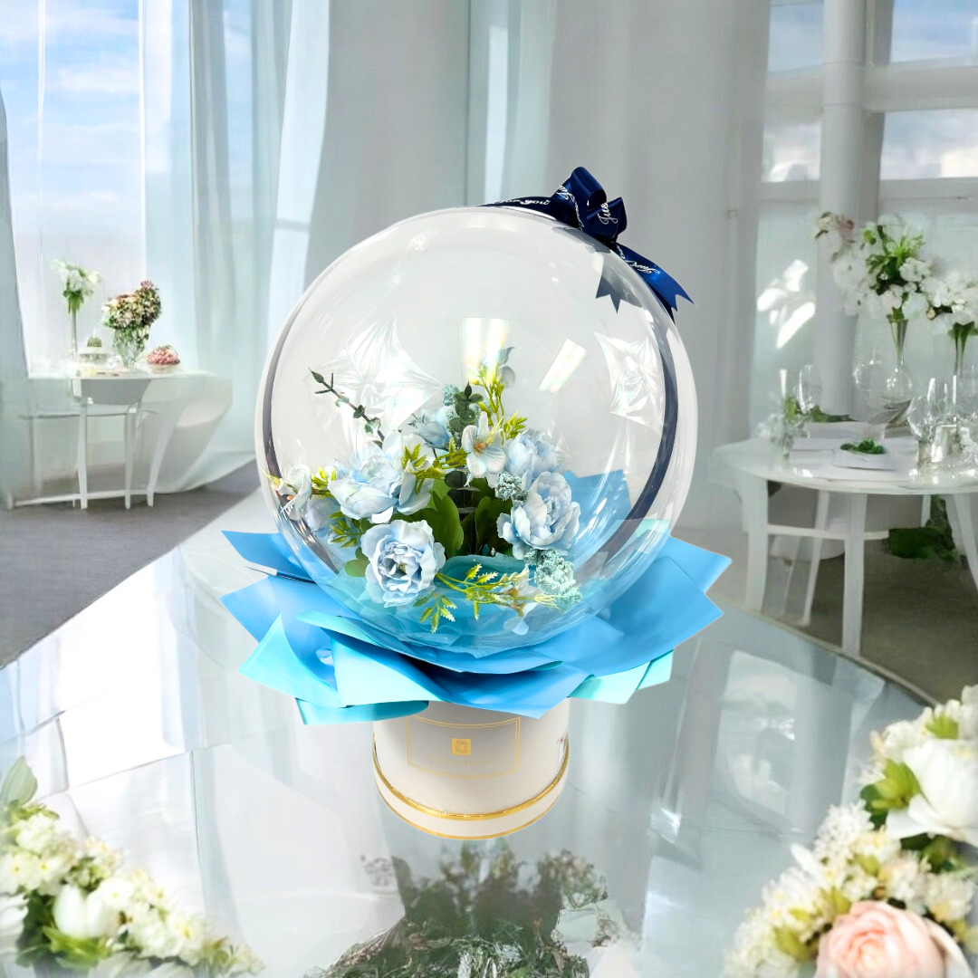 Anniversary Glow Sphere Bouquet Medium Blue