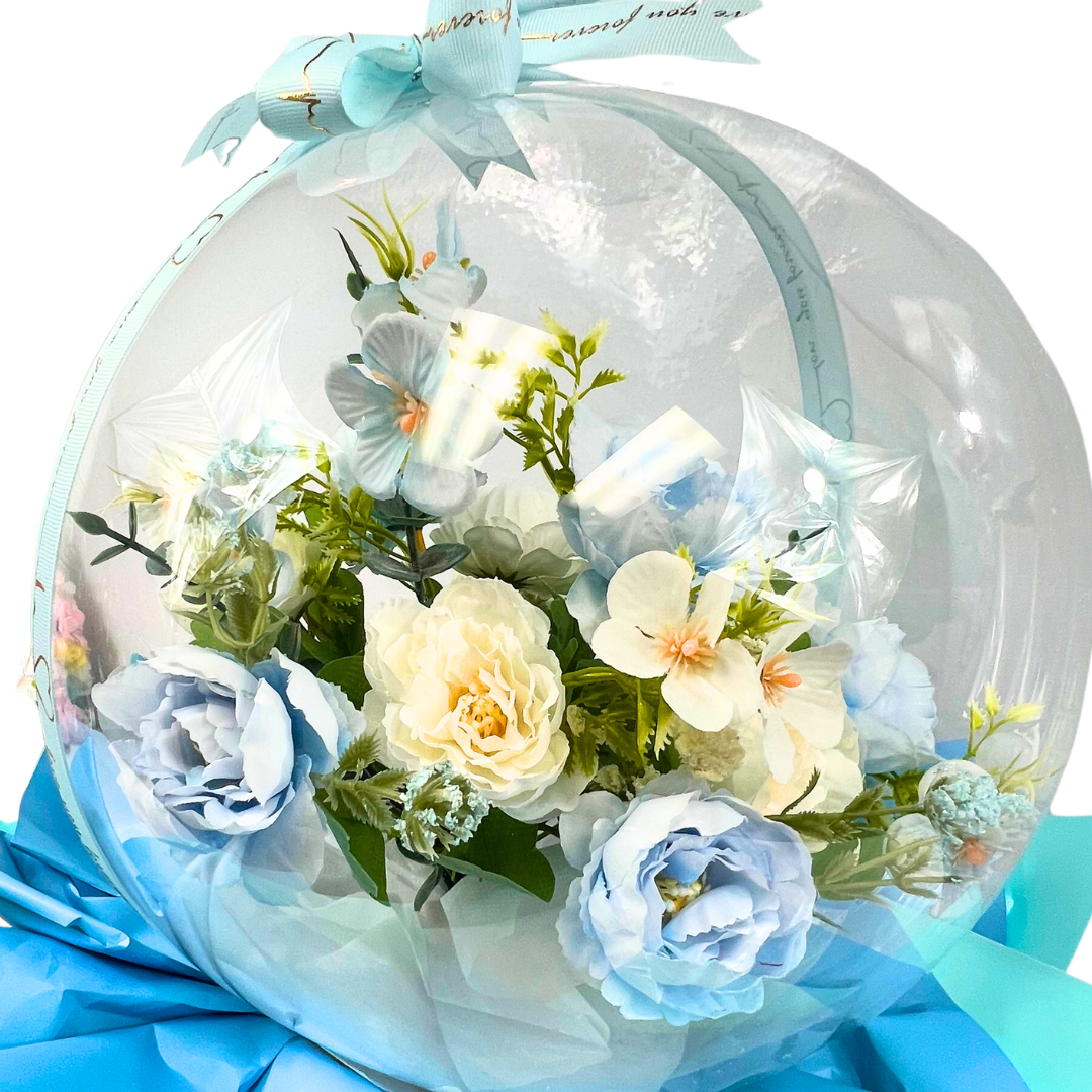 Eternal Bloom Sphere Bouquet Blue  Close up