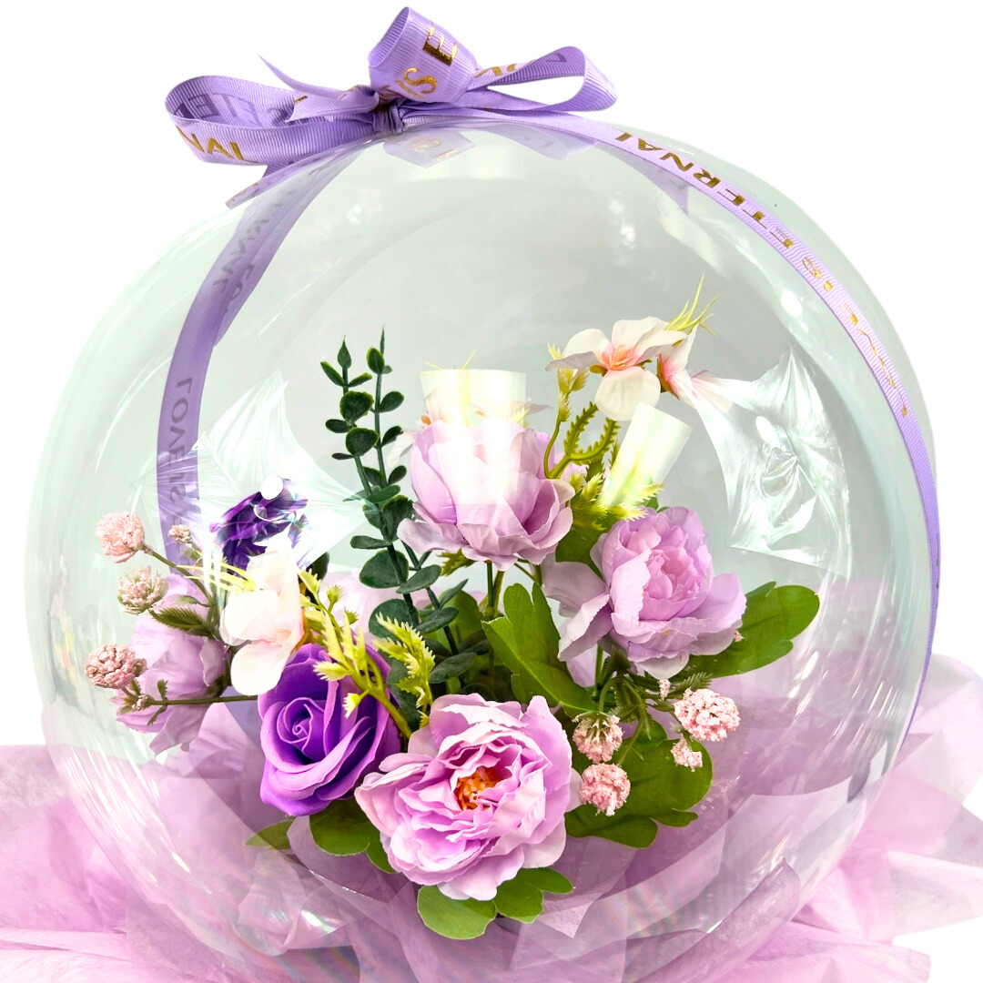 Birthday Glow Sphere Bouquet Medium Lavender Close up