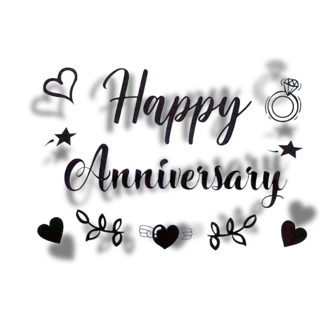 Black Happy Anniversary Balloon Letter Sticker