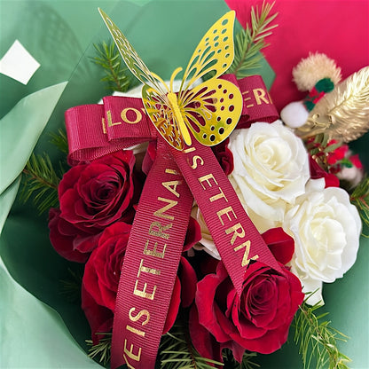 Christmas Delight Rose Bouquet Closeup