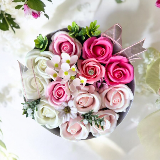 Elegance Cylinder Soap Flowers Pink