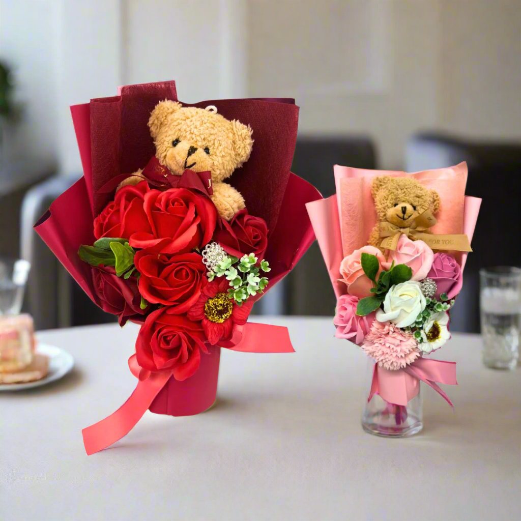 Endearing Teddy Bear Soap Flower Bouquet