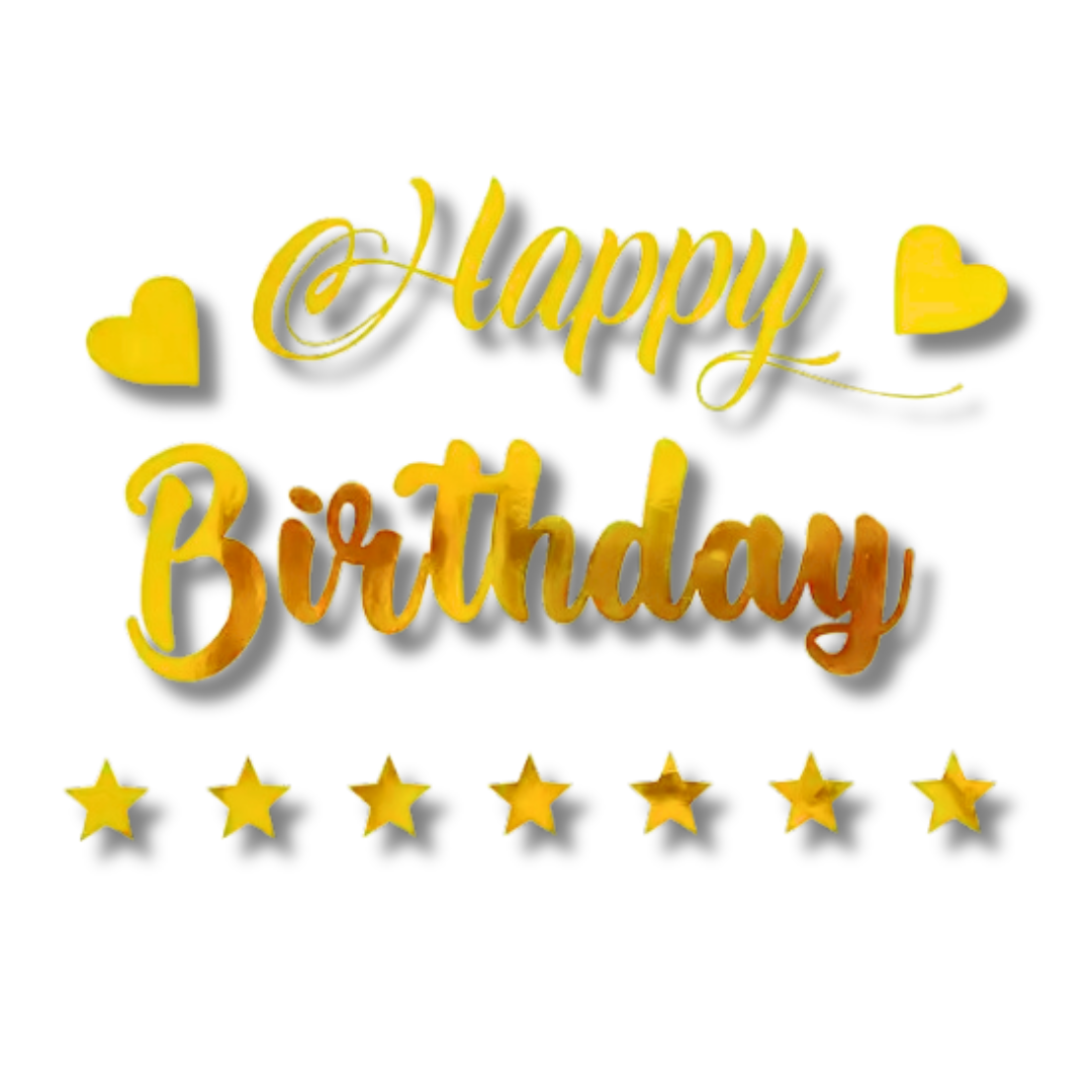 Gold C Happy Birthday Balloon Letter Sticker