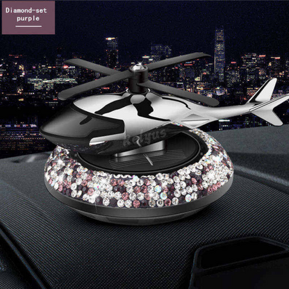 Diamond-set purple Bling Crystal Helicopter Solar Car Air Freshener