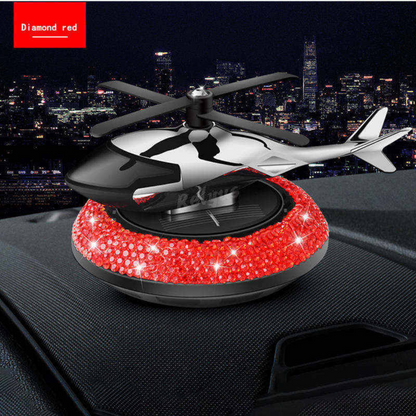 Diamond Red Bling Crystal Helicopter Solar Car Air Freshener