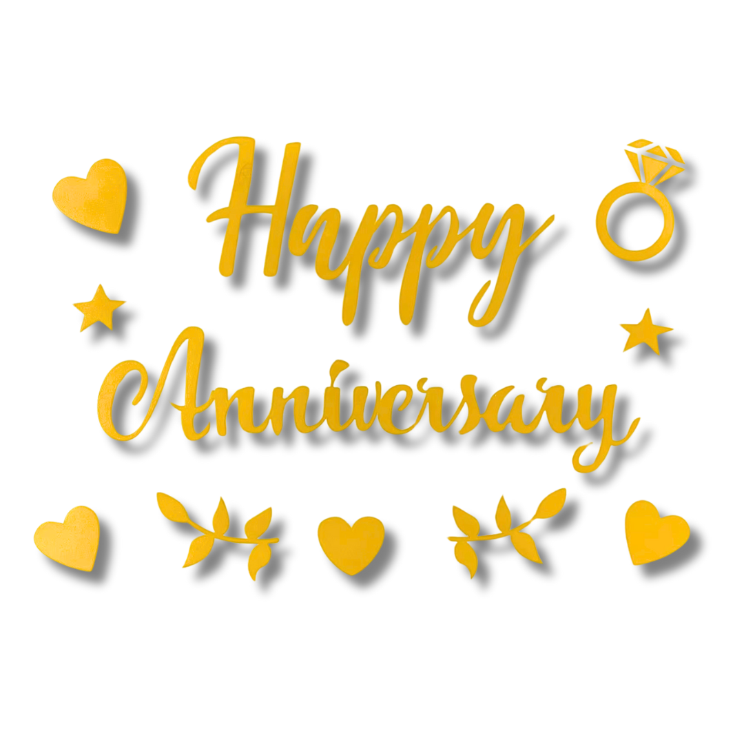 Gold Happy Anniversary Balloon Letter Sticker