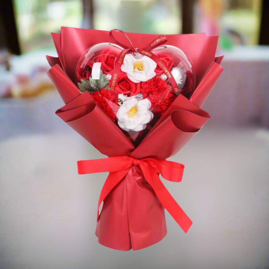 Heartfelt Love Soap Flower Bouquet Red