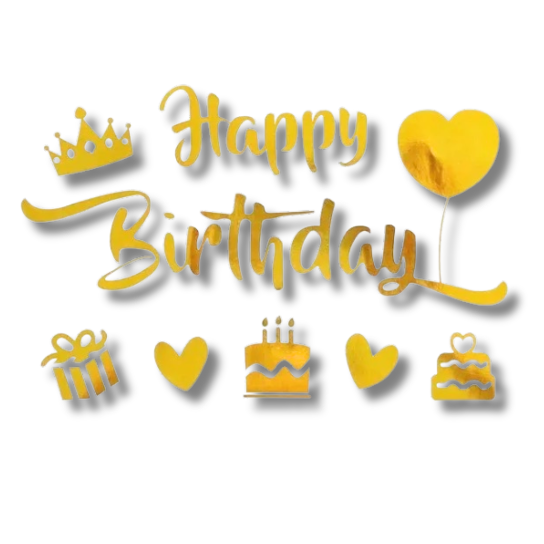 Gold D Happy Birthday Balloon Letter Sticker