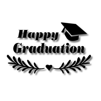 Black A Happy Graduation Balloon Letter Sticker 