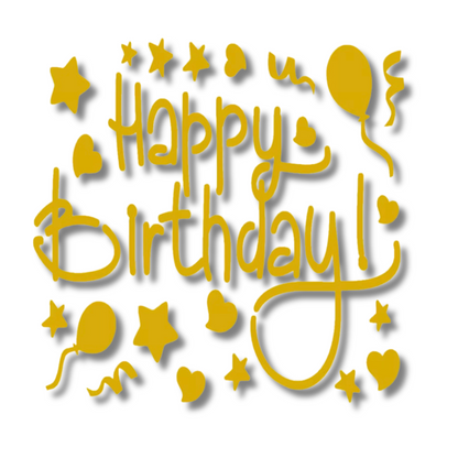 Gold B Happy Birthday Balloon Letter Sticker