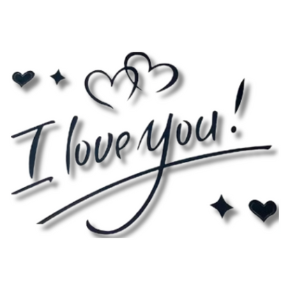 Black B I love You Balloon Letter Sticker