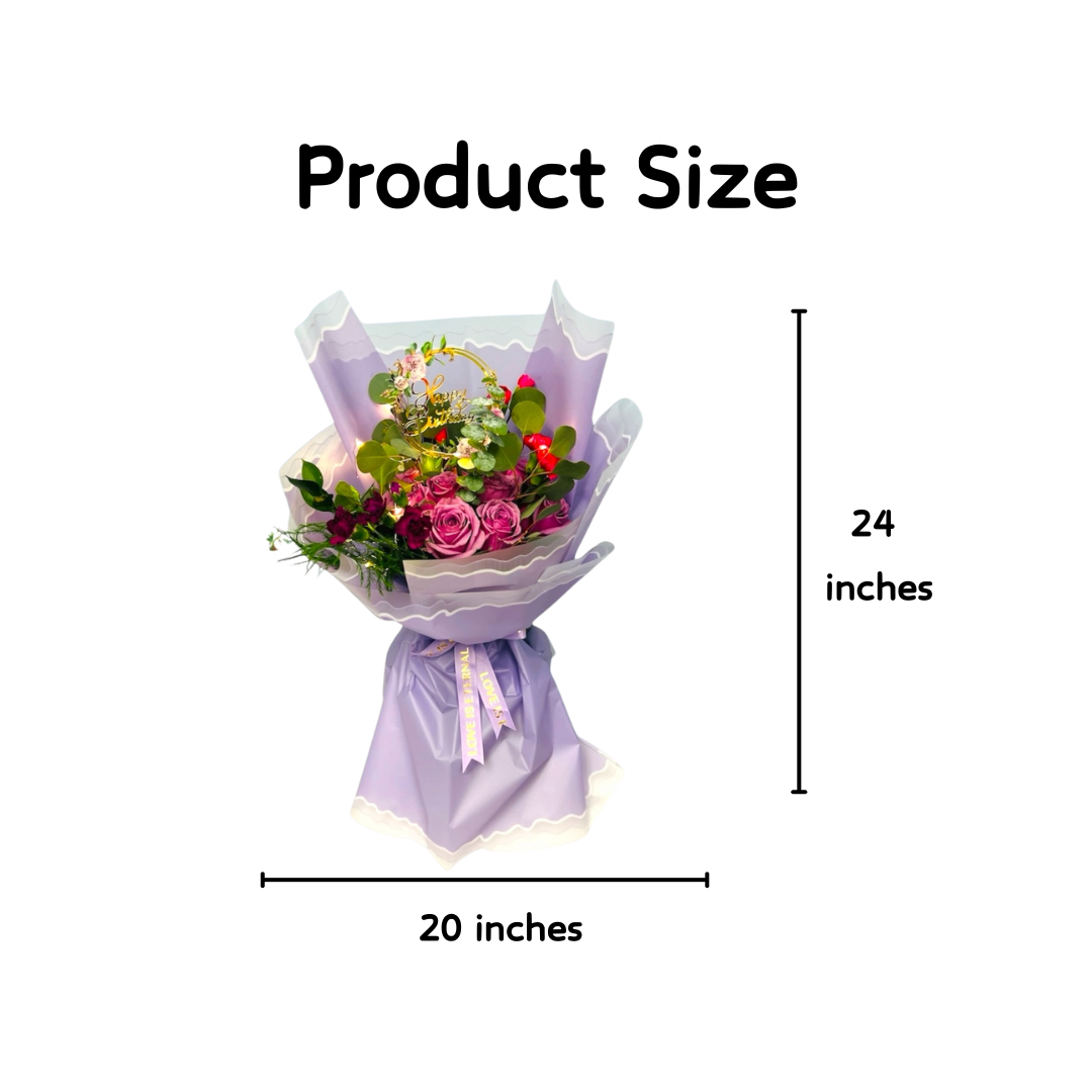 Lavender Bliss Bouquet Product Size