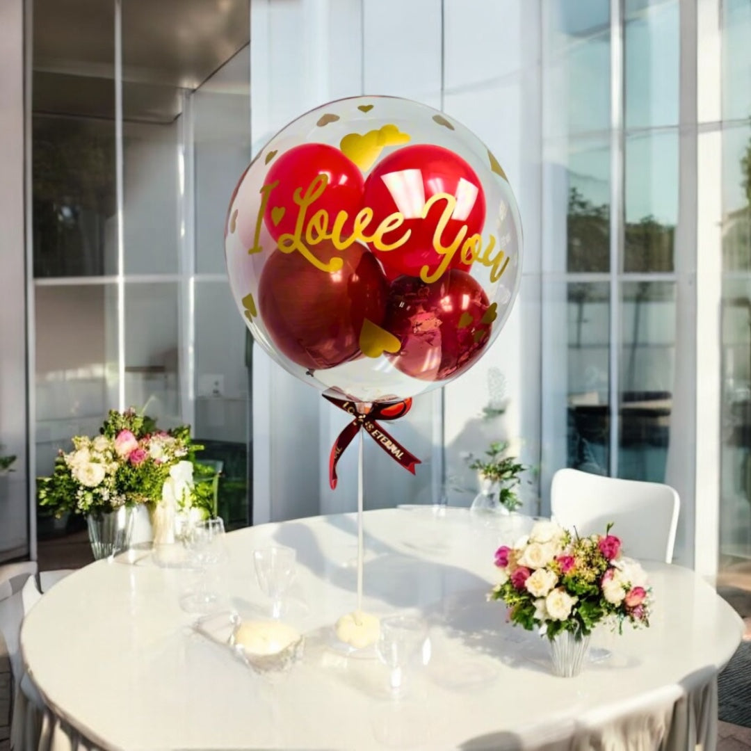 Love Celebration BoBo Balloon Gold A-Red