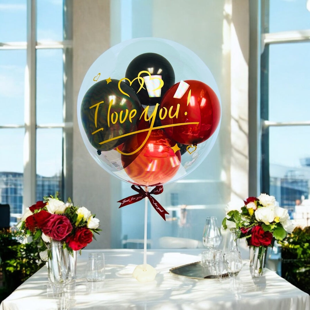 Love Celebration BoBo Balloon Gold B-Black and Red