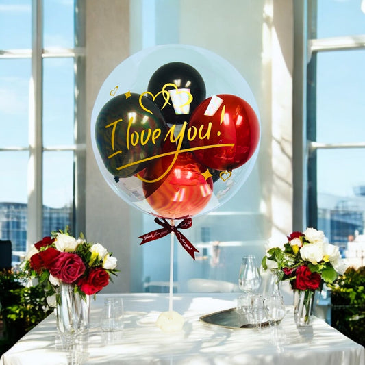 Love Celebration BoBo Balloon Gold B-Black and Red