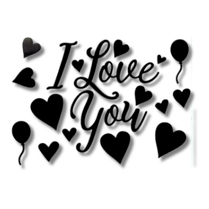 Black A I love You Balloon Letter Sticker