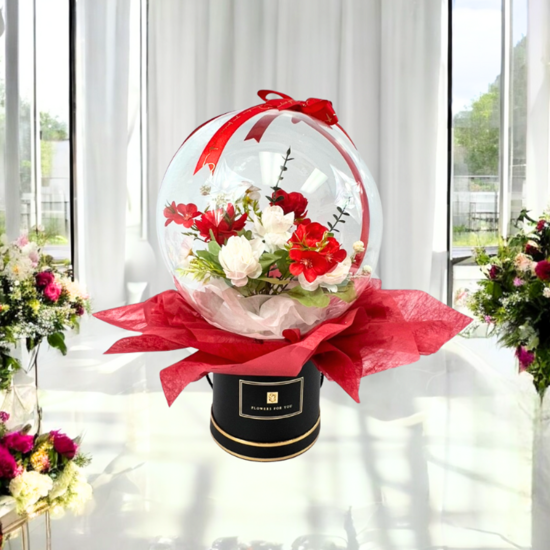 Eternal Bloom Sphere Bouquet Red and White 