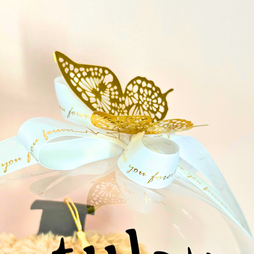 Teddy’s Hug of Pride – Graduation BOBO Balloon Bouquet Blue Close up
