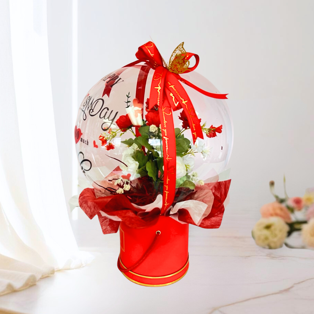 Timeless Grace Balloon Bouquet Red Closeup