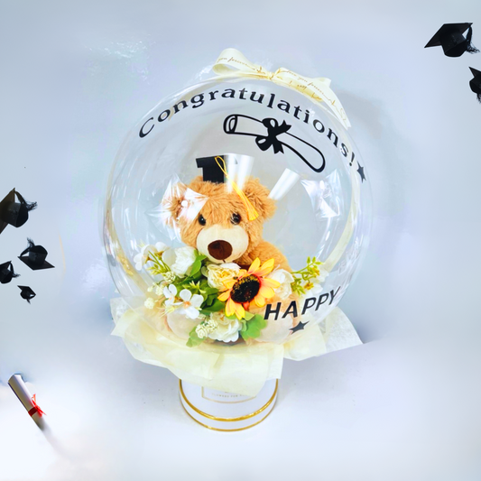 Teddy’s Hug of Pride – Graduation BOBO Balloon Bouquet White