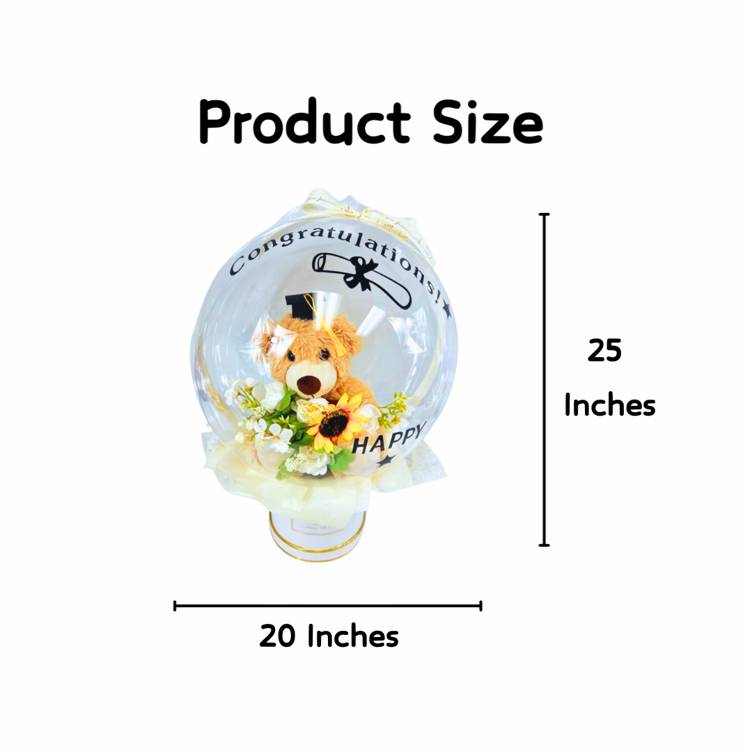 Teddy’s Hug of Pride – Graduation BOBO Balloon Bouquet  Size