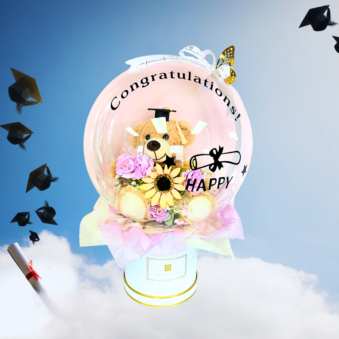 Teddy’s Hug of Pride – Graduation BOBO Balloon Bouquet Purple