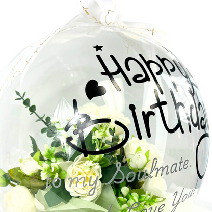 Eternal Bloom Sphere Bouquet White Close up