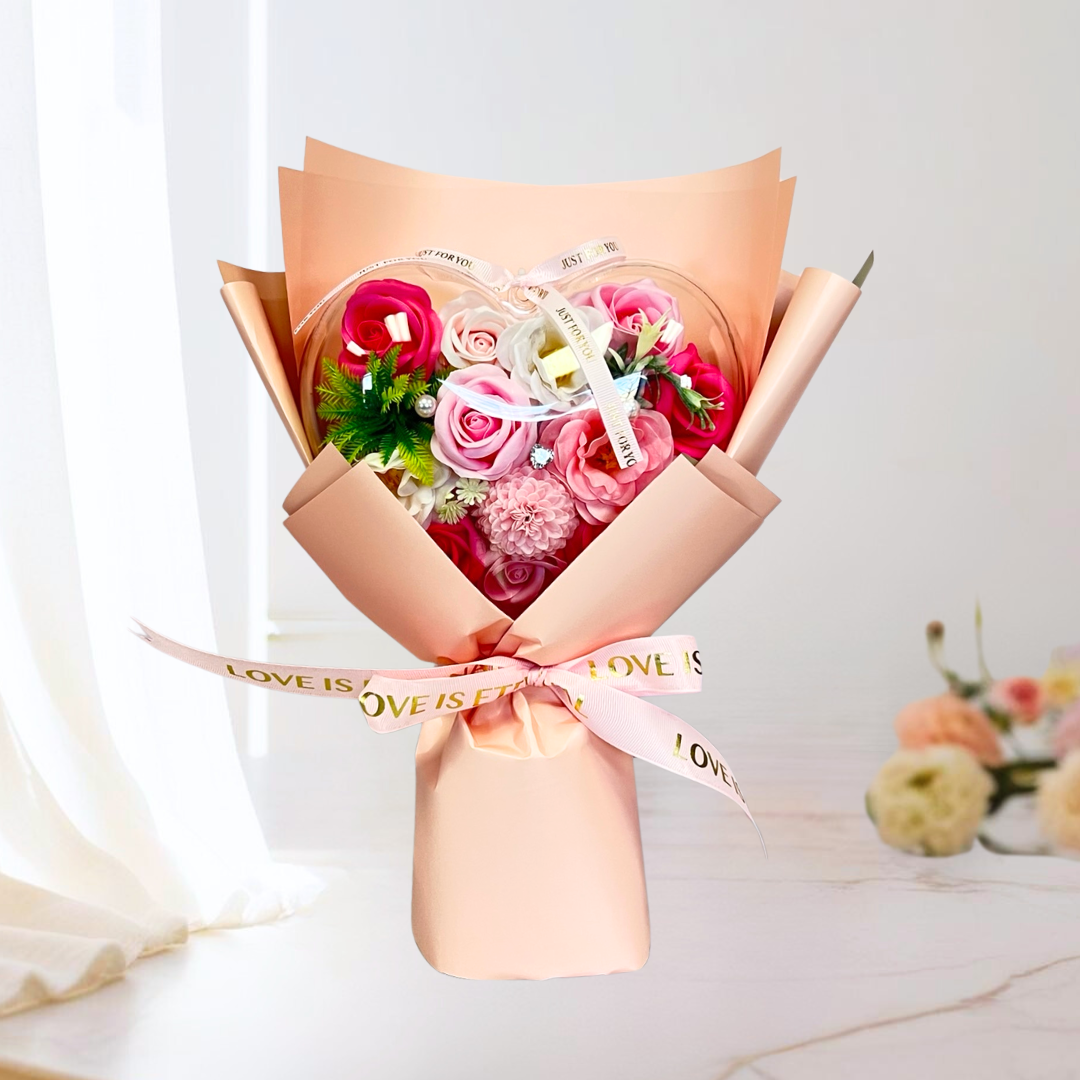 With Heartfelt Soap Bouquet Pink