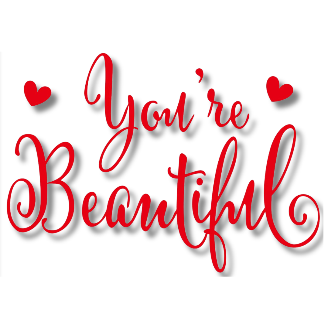 Red You are Beautiful Balloon Letter Sticker