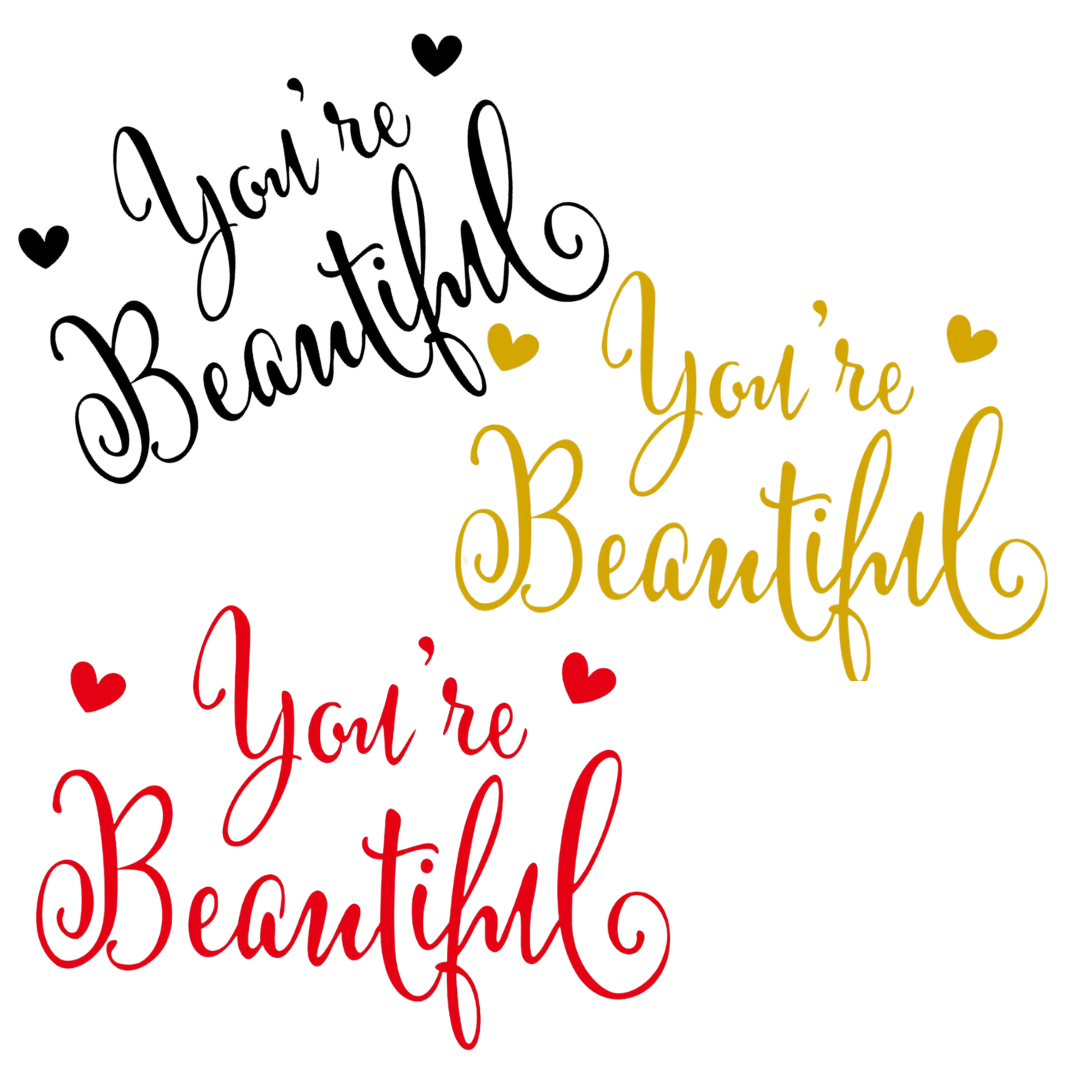 Customizable 'You are Beautiful' balloon letter sticker for celebrations, easy to apply, vibrant design.