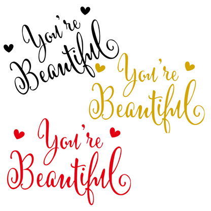 Customizable 'You are Beautiful' balloon letter sticker for celebrations, easy to apply, vibrant design.