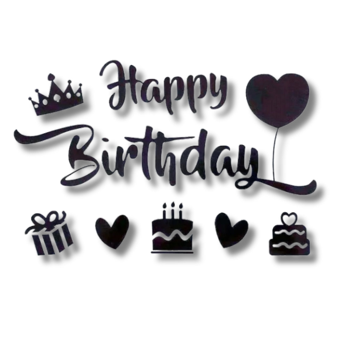 Black D Happy Birthday Balloon Letter Sticker