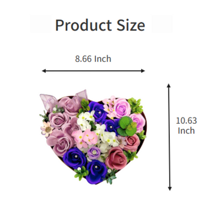 Love Heart Box Soap Bouquet product size 10.63 H x  8.66 W - inches.