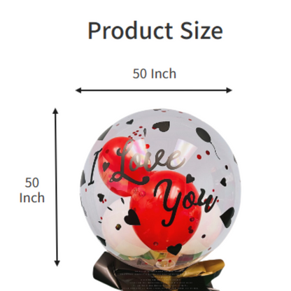 Product size guide showing dimensions for the balloon letter stickers.